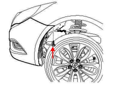 the scheme of fastening of the front bumper of the Hyundai i40