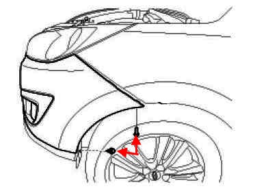 the scheme of fastening of the front bumper the Hyundai ix35 (Tucson 2)