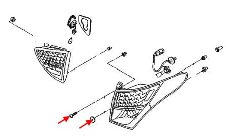 scheme of fastening of tail light Hyundai ix55 (Veracruz)