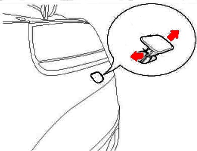 the scheme of fastening of headlight washer system Santa Fe 2 (2006-2012)