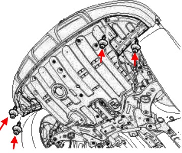 Montageplan für die vordere Stoßstange des Hyundai Santa Fe 3 (nach 2012)