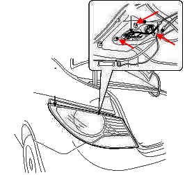 scheme of fastening of tail light Hyundai Solaris