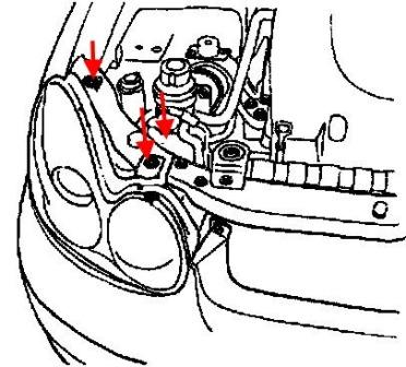 the scheme of fixing lights Hyundai Sonata 4 (EF, EF New)