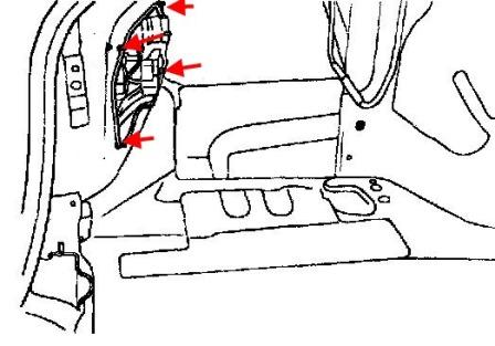 the scheme of mounting the tail light Hyundai Sonata 4 (EF, EF New)