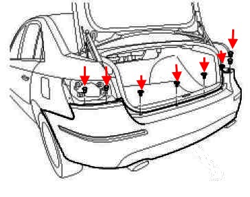 diagram of rear bumper Hyundai Sonata 5 (NF)