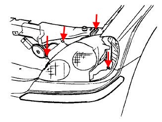 the scheme of fixing lights Hyundai Terracan