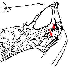 scheme of fastening of front bumper for Hyundai Terracan