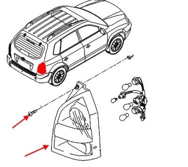 scheme of fastening of tail light Hyundai Tucson JM