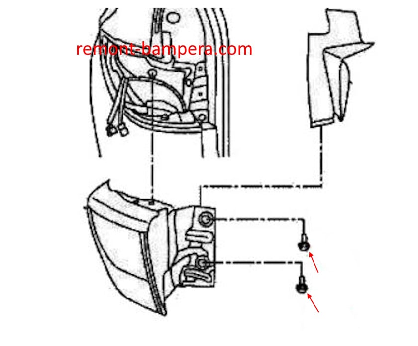 Схема крепления заднего фонаря Infiniti JX35 / QX60 (2013-2020) 