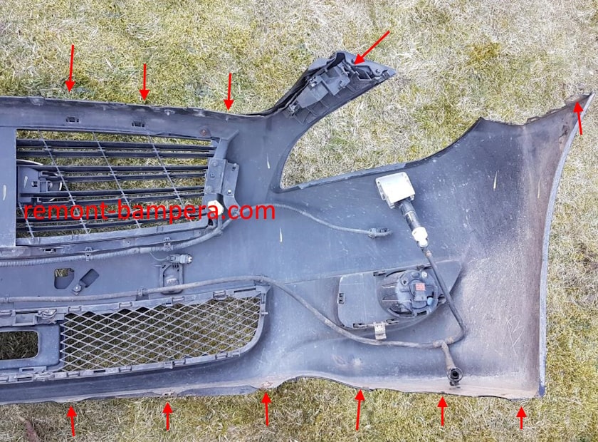 Emplacements de montage du pare-chocs avant Infiniti M / Q70 IV (Y51) (2010-2019)