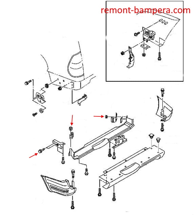 Isuzu Rodeo / Wizard II (1998–2004) Montagediagramm für hintere Stoßstange