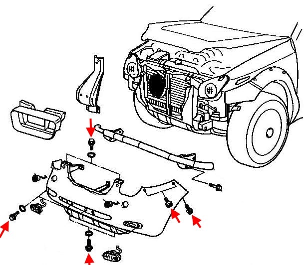 the scheme of fastening of the front bumper Isuzu VehiCross