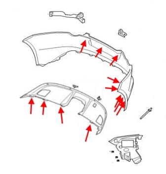 Montageplan für die hintere Stoßstange des Jaguar F-Type