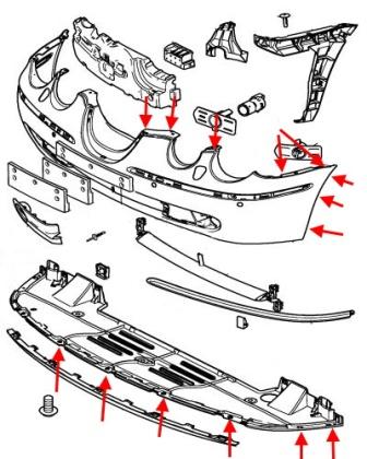 Jaguar S-Type Frontstoßstangen-Montageschema