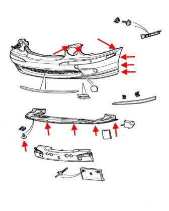 Jaguar X-Type Frontstoßstangen-Montageplan