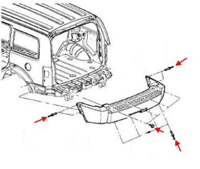 Montageplan für Heckstoßstange Jeep Cherokee KK, Liberty (2008-2013)