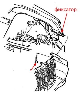 Montageplan für die vordere Stoßstange des Jeep Grand Cherokee WJ (1999-2004)