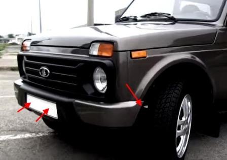 места крепления переднего бампера Lada 4x4 Urban