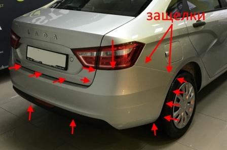 points de fixation pour le pare-chocs arrière Lada (VAZ) Vesta (Vesta SW Cross)