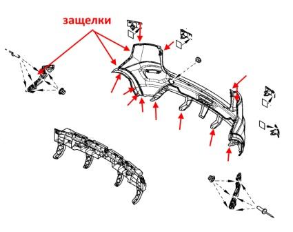 schema di montaggio per paraurti posteriore Lada (VAZ) Xray