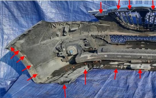 attachment points of the front bumper Lancia Delta III (2008-2014)