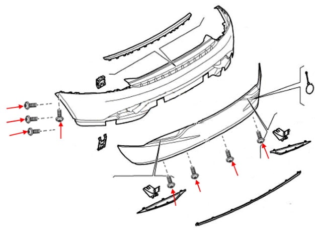 Rear bumper mounting scheme Lancia Delta III (2008-2014)