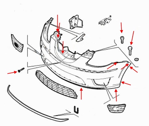 Front bumper mounting scheme Lancia Musa (2004-2012)