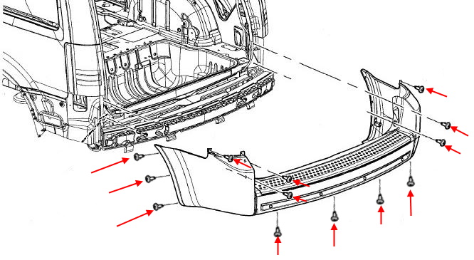 Mounting scheme rear bumper Lancia Voyager (2011-2014)