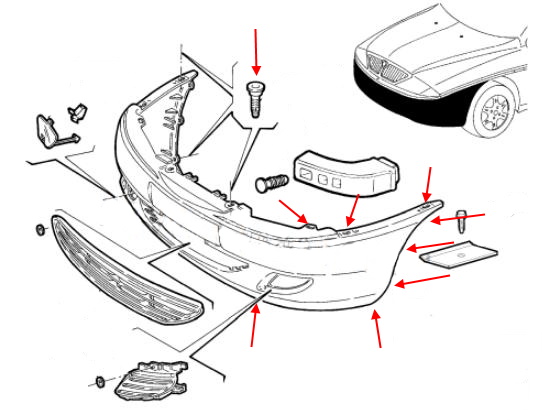 Front bumper mounting scheme Lancia Y 840 (1996-2003)