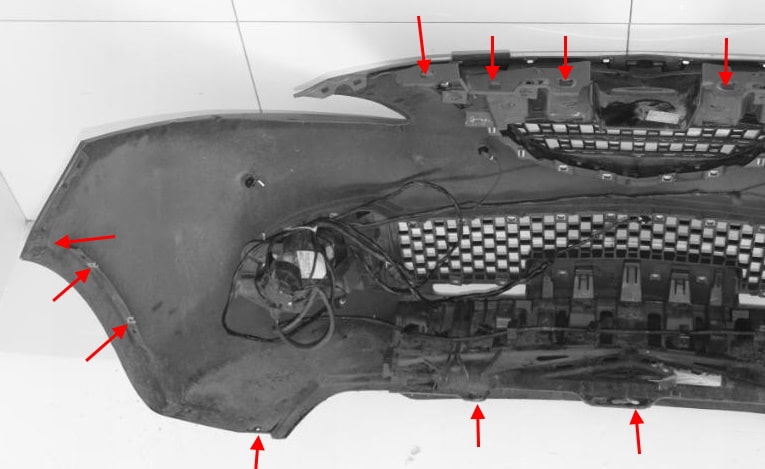 Lancia (Chrysler) Ypsilon III (846) (2011+) front bumper attachment points