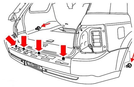 Esquema de montaje del parachoques trasero para Land Rover Range Rover Sport