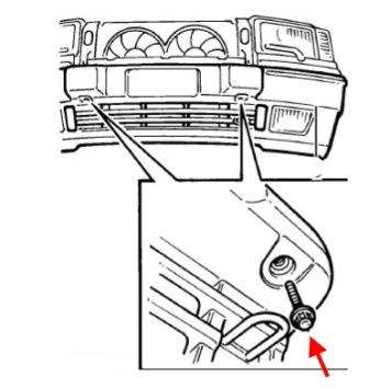 схема крепления переднего бампера Land Rover Range Rover II (1994-2002)