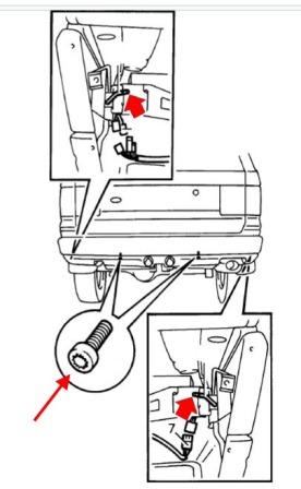 схема крепления заднего бампера Land Rover Range Rover II (1994-2002)