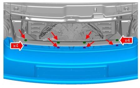 схема крепления переднего бампера Land Rover Range Rover III (2002-2012)