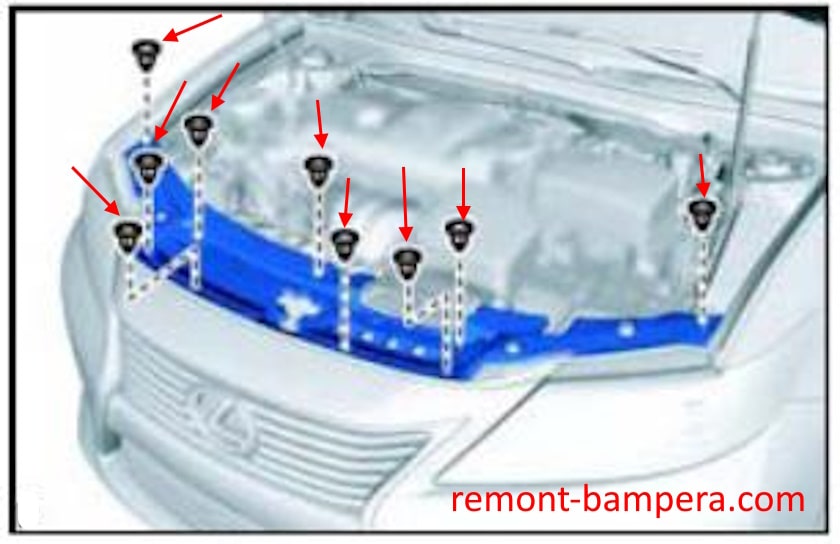 Lexus ES VI front bumper mounting diagram (2013-2018)