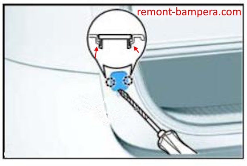 Rear bumper mounting diagram for Lexus ES VI (2013-2018)