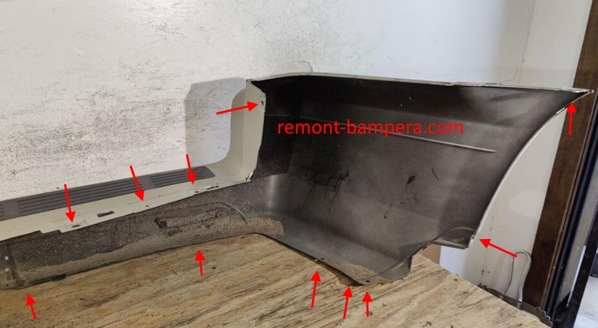 mounting locations for the rear bumper Lexus GX 470 (2003-2009)