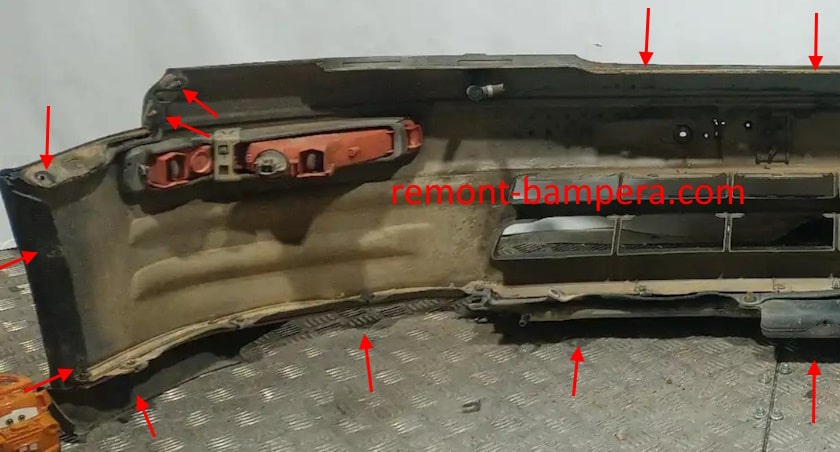 mounting locations for the front bumper Lexus LS 400 (1995-2000)