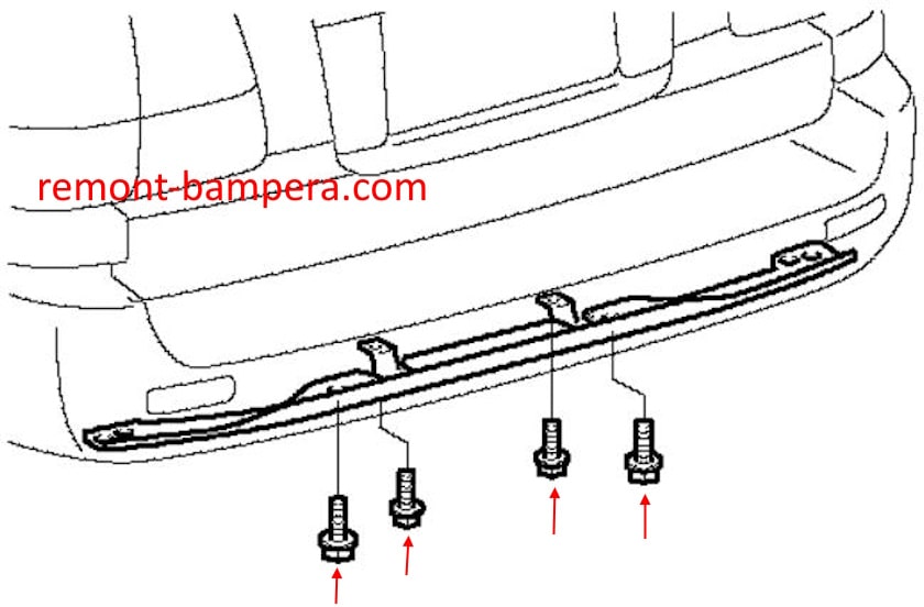 Rear bumper mounting diagram for Lexus LX 470 (1998-2007)