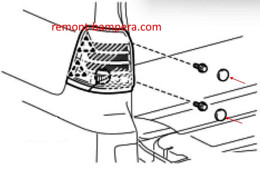 Lexus LX 570 (2008-2021) rear light mounting diagram