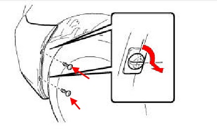 scheme of fastening of the front inner fender Lexus ES 5 (2006-2012)