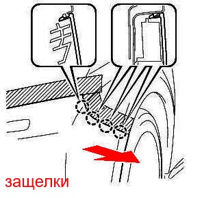 the scheme of fastening of the front bumper of the Lexus HS 250h