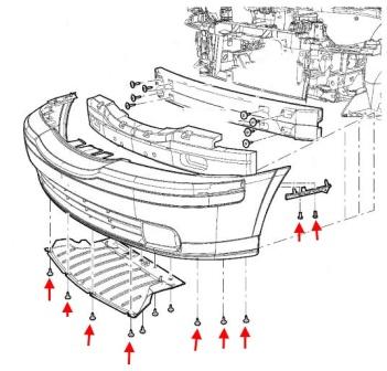 Lincoln LS Frontstoßstangen-Montageplan