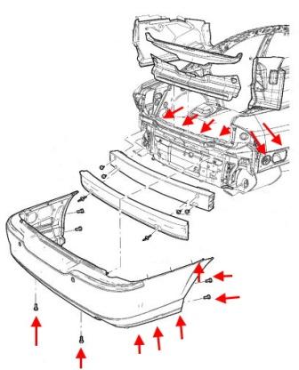 Lincoln LS Heckstoßstangen-Montageplan