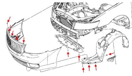 Lincoln MKZ Frontstoßstangen-Montageplan (2005-2012)