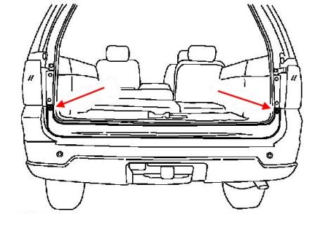 Montageplan für die hintere Stoßstange des Lincoln Navigator (2003-2006)