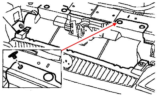 Mercury Cougar Front Stoßstangenbefestigungsdiagramm (1999-2002)