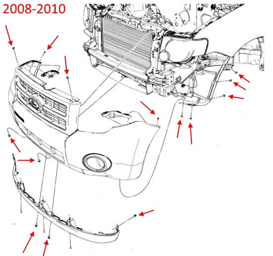 Mercury Mariner Frontstoßstangen-Montageplan