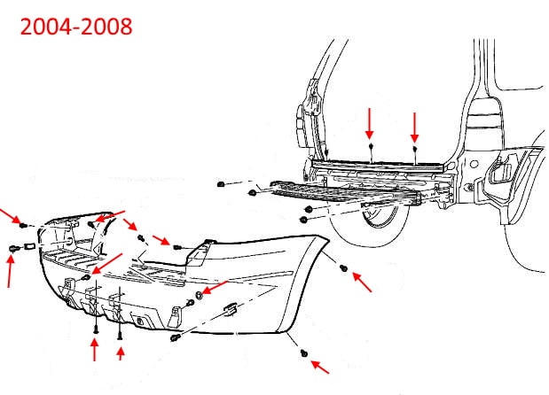 Mercury Mariner Heckstoßstangen-Montageplan