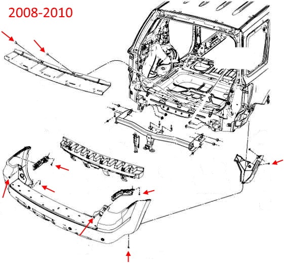 Mercury Mariner Heckstoßstangen-Montageplan